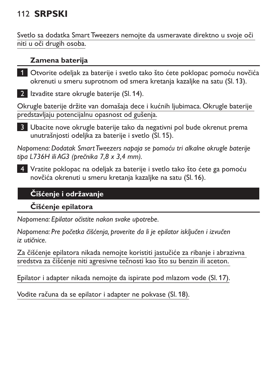 Srpski | Philips HP6540-00 User Manual | Page 112 / 128
