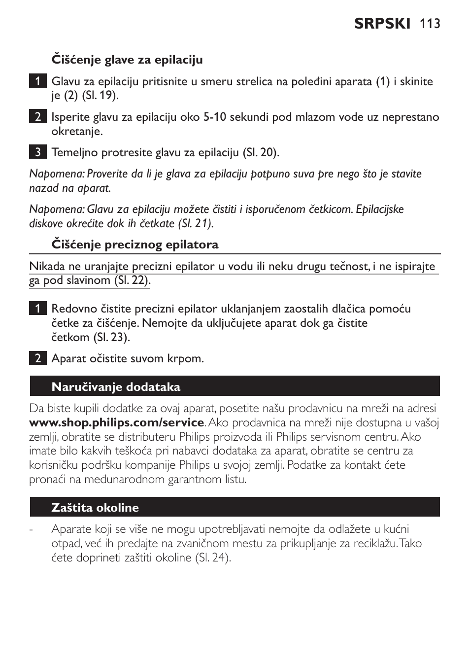 Srpski | Philips HP6540-00 User Manual | Page 113 / 128