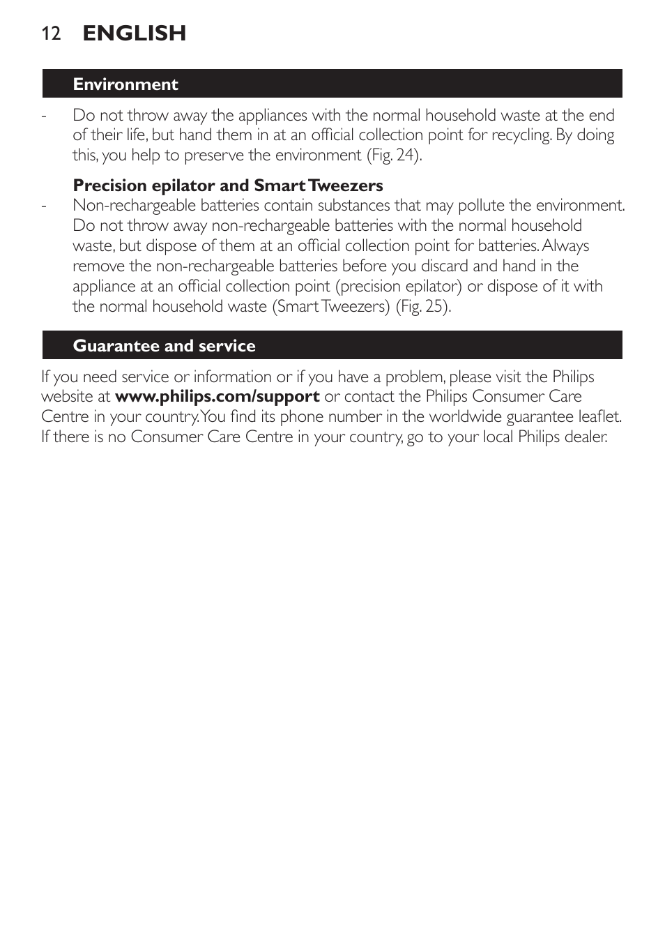 English | Philips HP6540-00 User Manual | Page 12 / 128