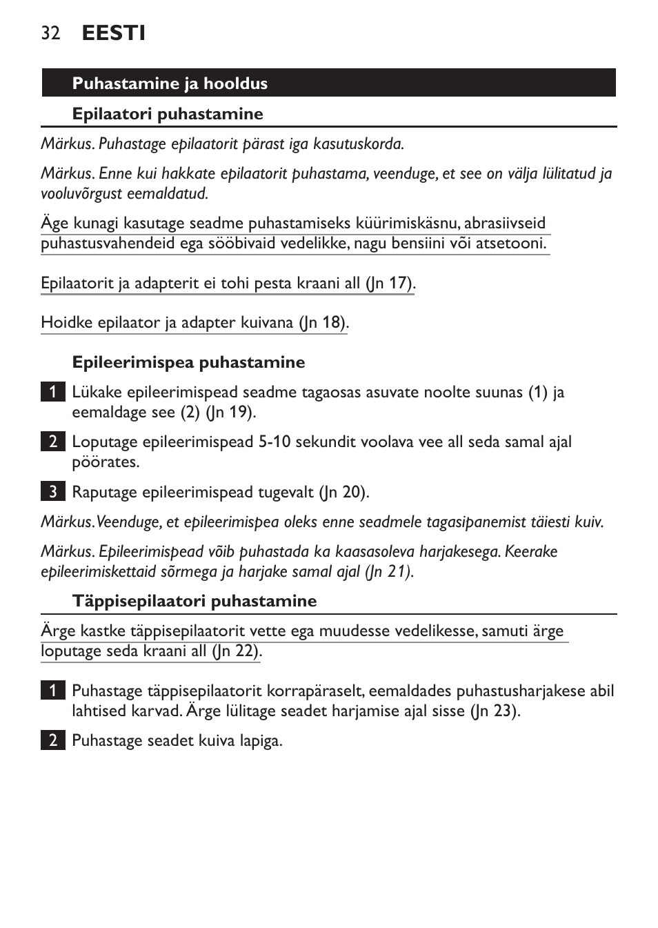 Eesti | Philips HP6540-00 User Manual | Page 32 / 128
