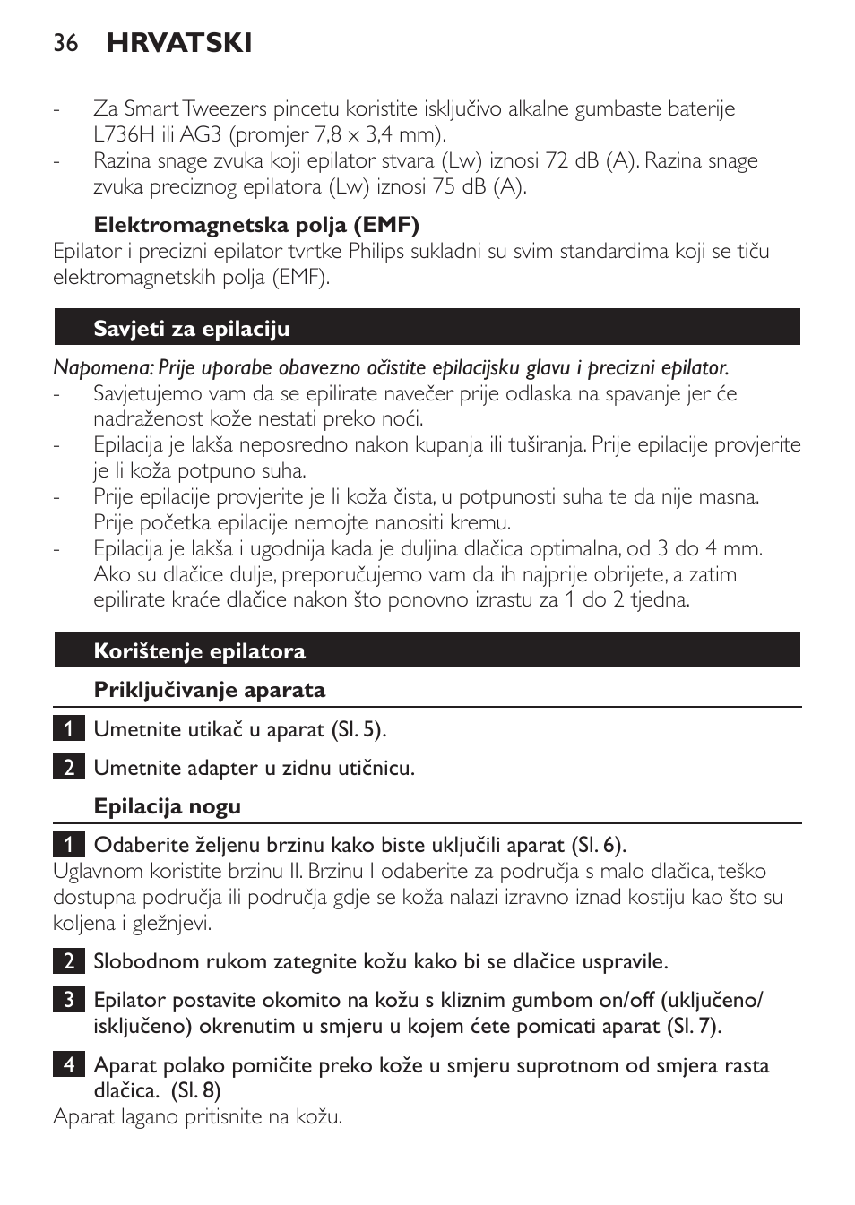 Hrvatski | Philips HP6540-00 User Manual | Page 36 / 128