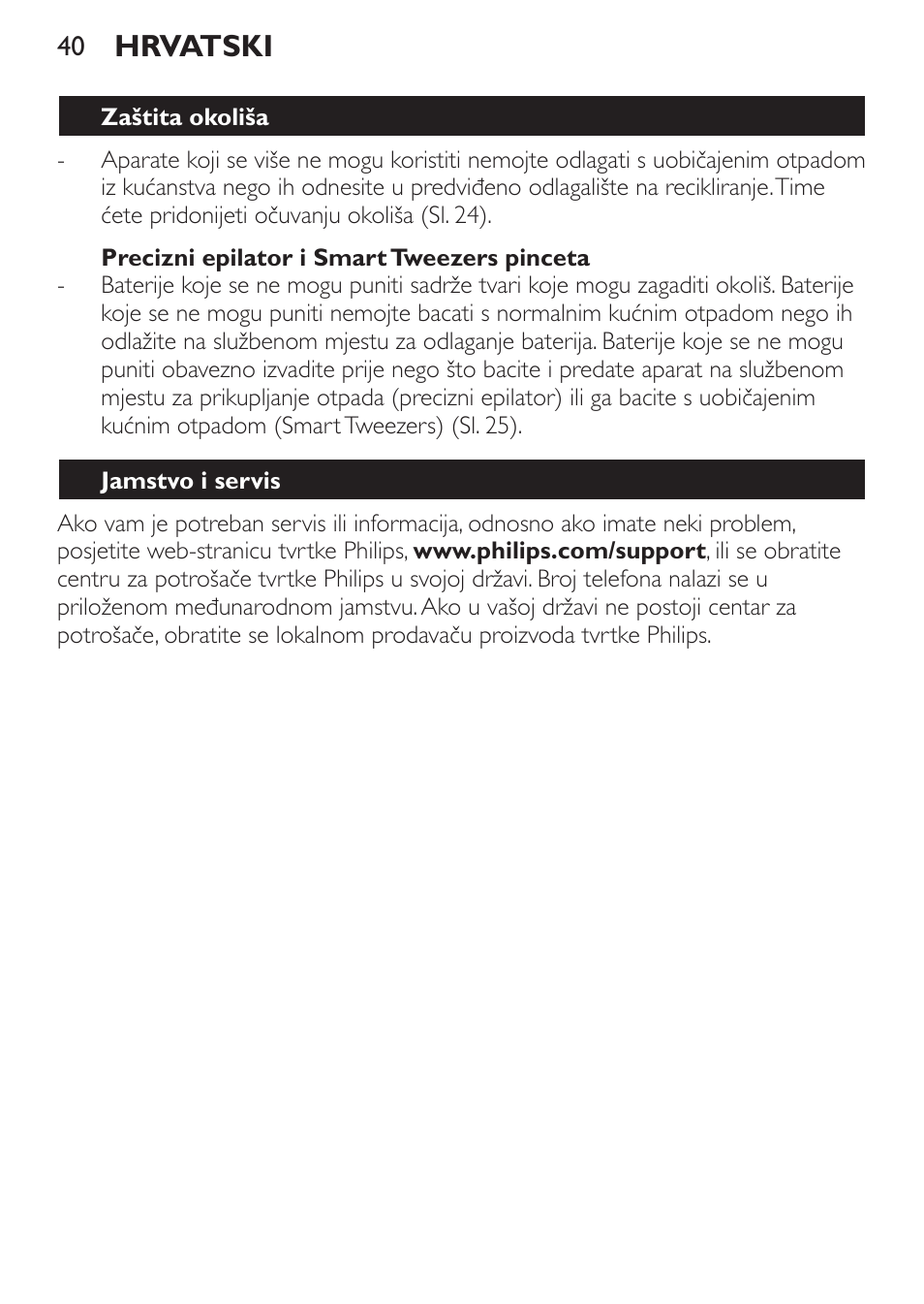 Hrvatski | Philips HP6540-00 User Manual | Page 40 / 128