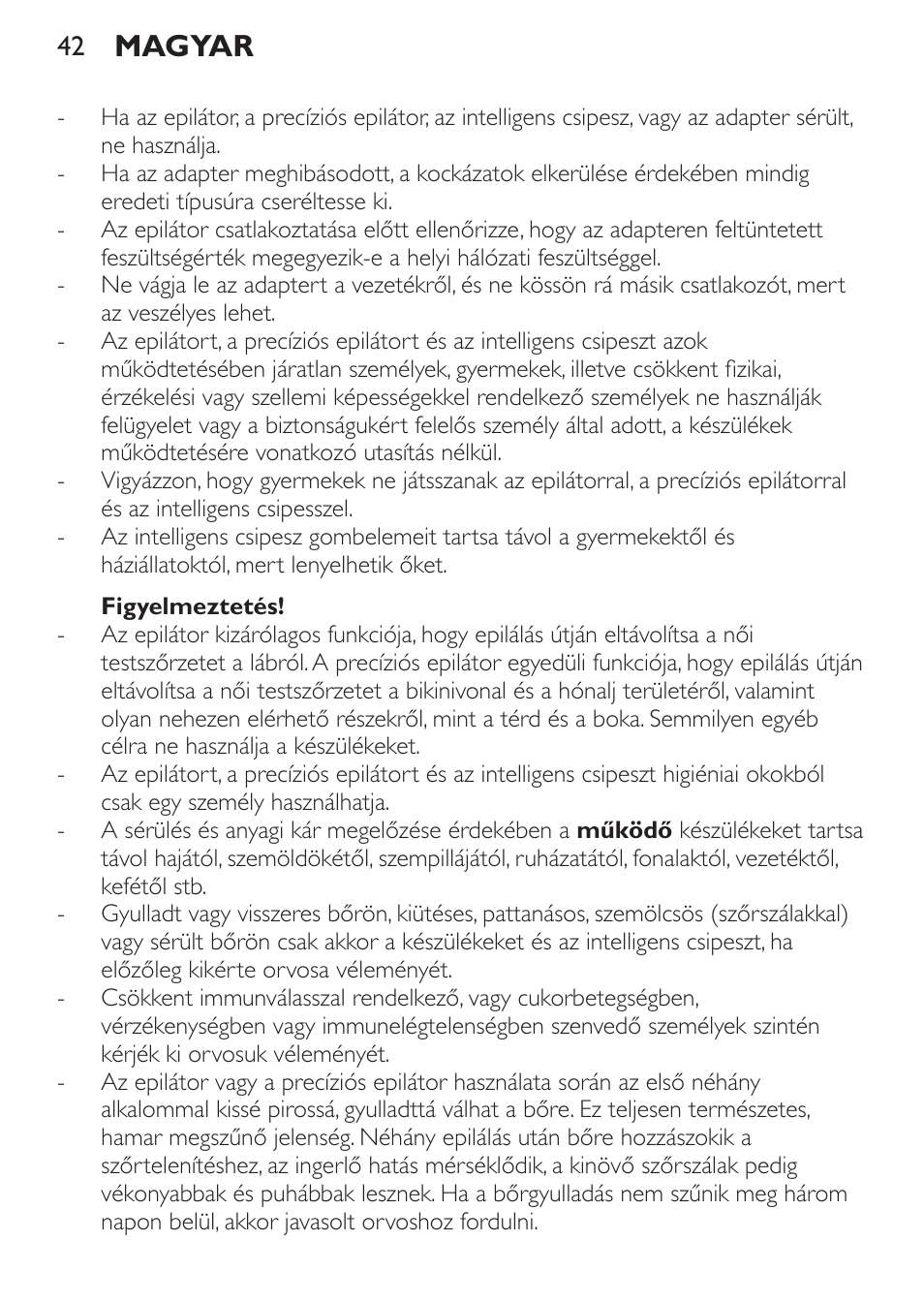 Magyar | Philips HP6540-00 User Manual | Page 42 / 128