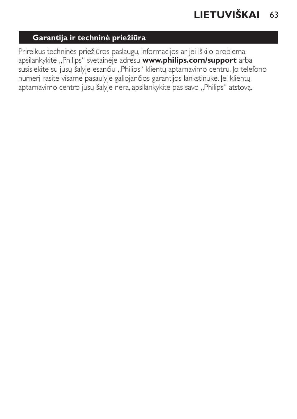 Lietuviškai | Philips HP6540-00 User Manual | Page 63 / 128
