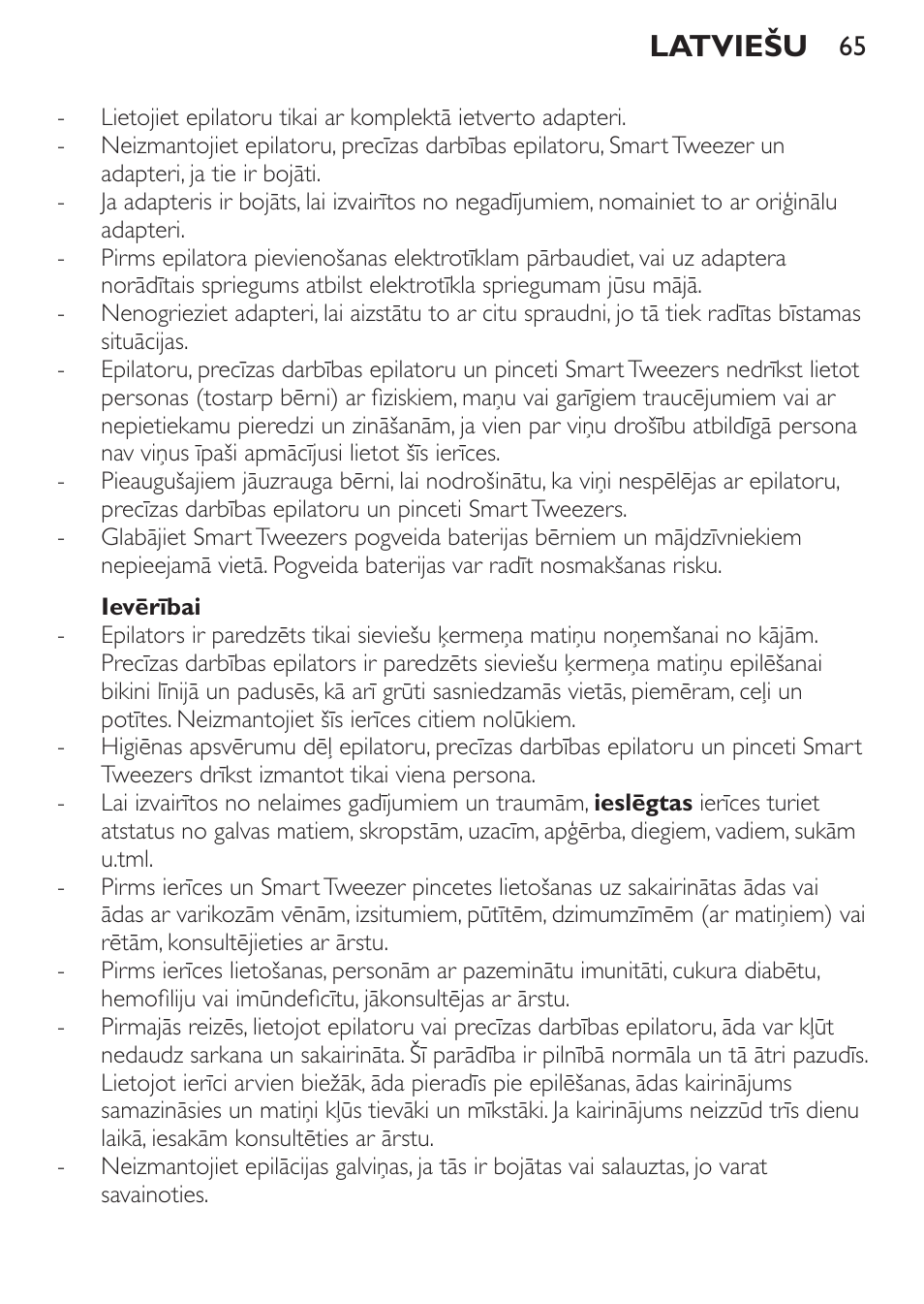 Latviešu | Philips HP6540-00 User Manual | Page 65 / 128
