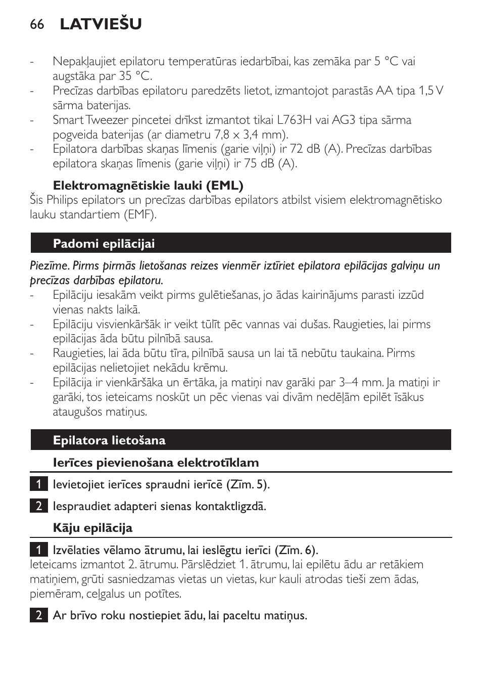 Latviešu | Philips HP6540-00 User Manual | Page 66 / 128