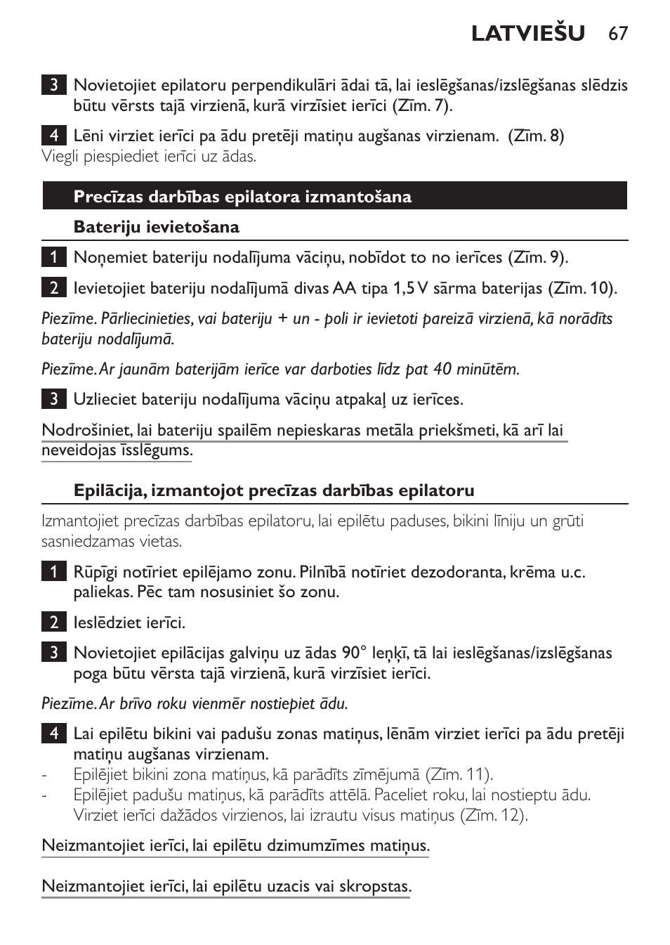 Latviešu | Philips HP6540-00 User Manual | Page 67 / 128