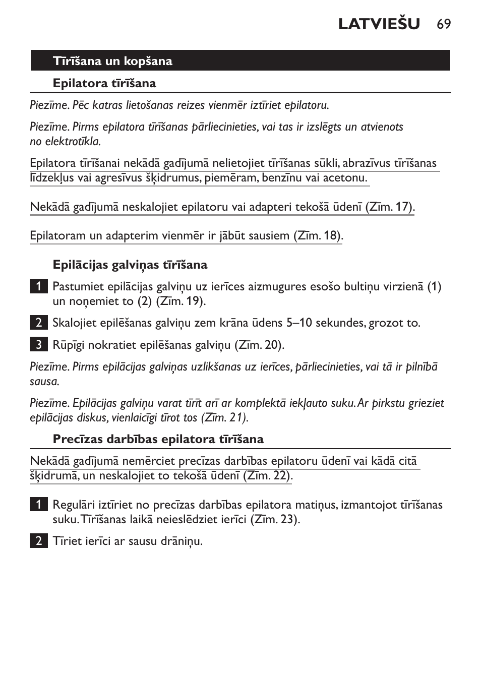 Latviešu | Philips HP6540-00 User Manual | Page 69 / 128