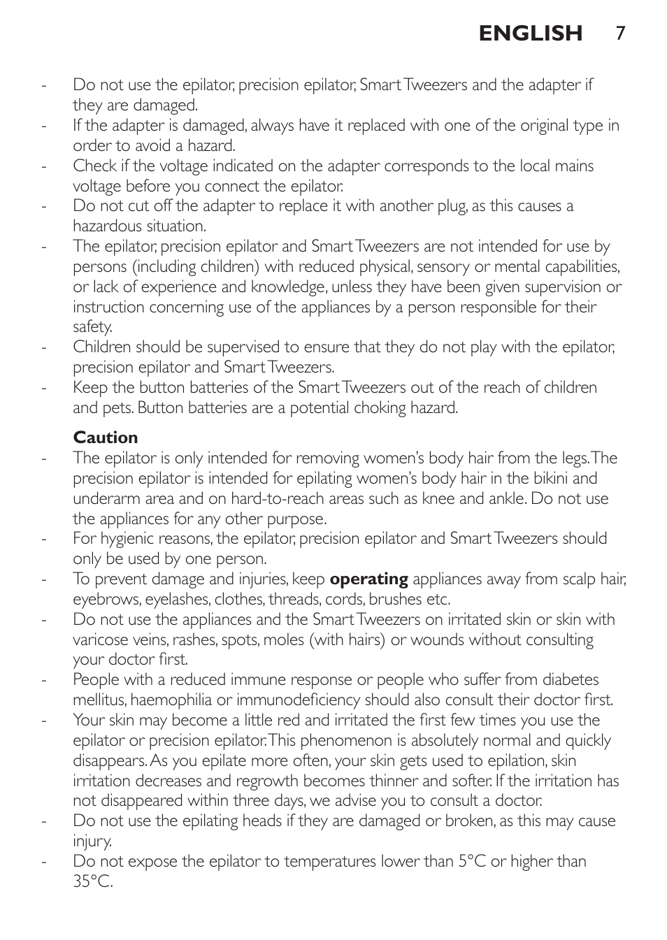 English | Philips HP6540-00 User Manual | Page 7 / 128