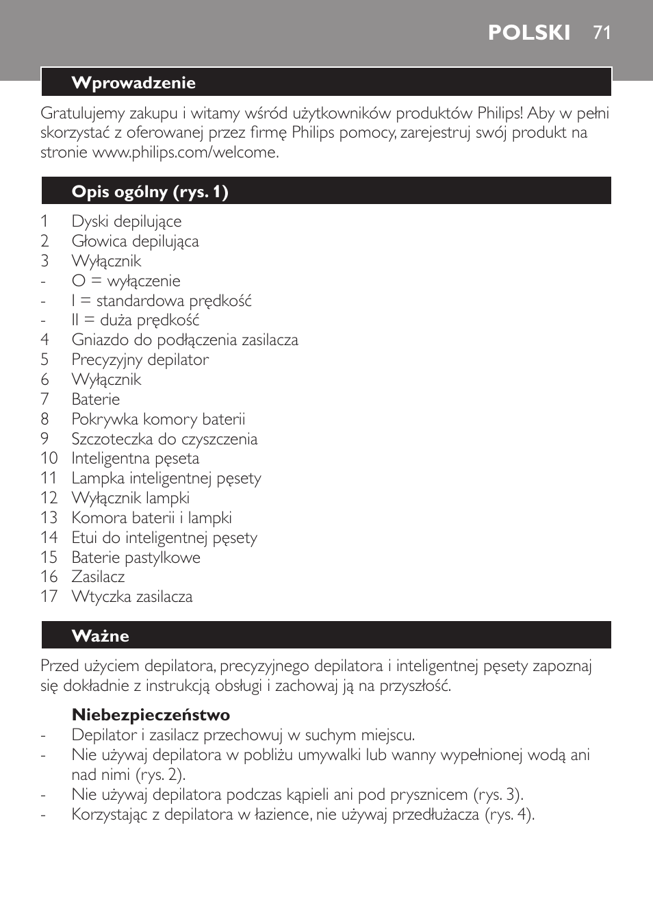 Polski | Philips HP6540-00 User Manual | Page 71 / 128