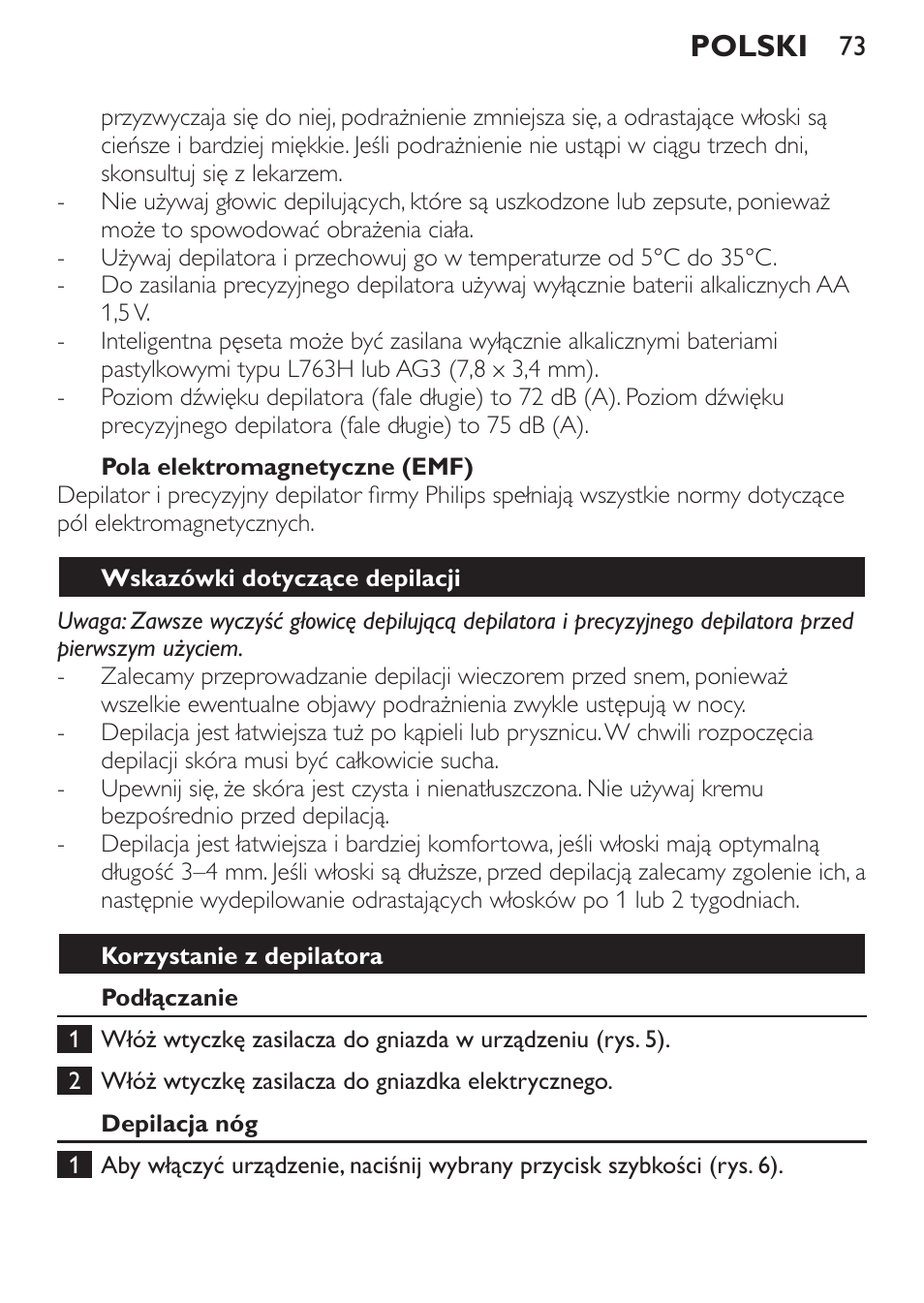 Polski | Philips HP6540-00 User Manual | Page 73 / 128