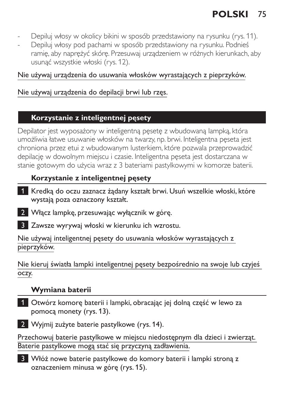 Polski | Philips HP6540-00 User Manual | Page 75 / 128