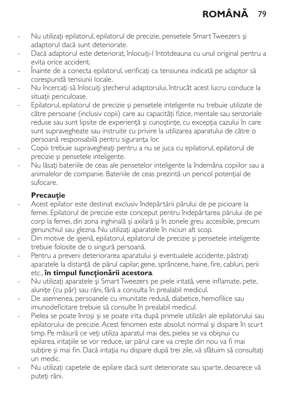 Română | Philips HP6540-00 User Manual | Page 79 / 128