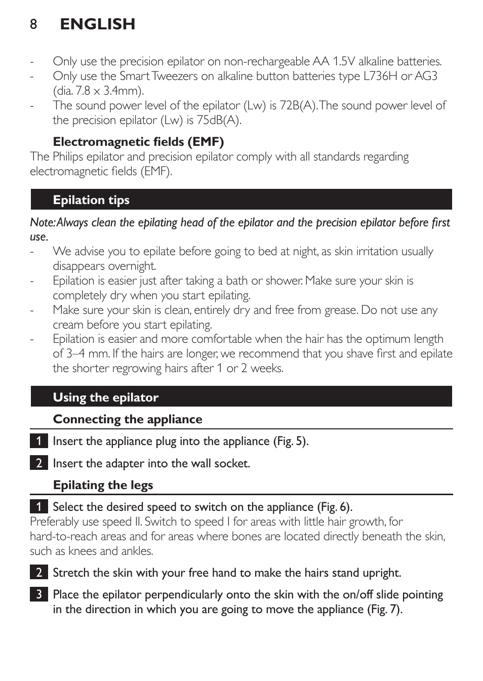 English | Philips HP6540-00 User Manual | Page 8 / 128
