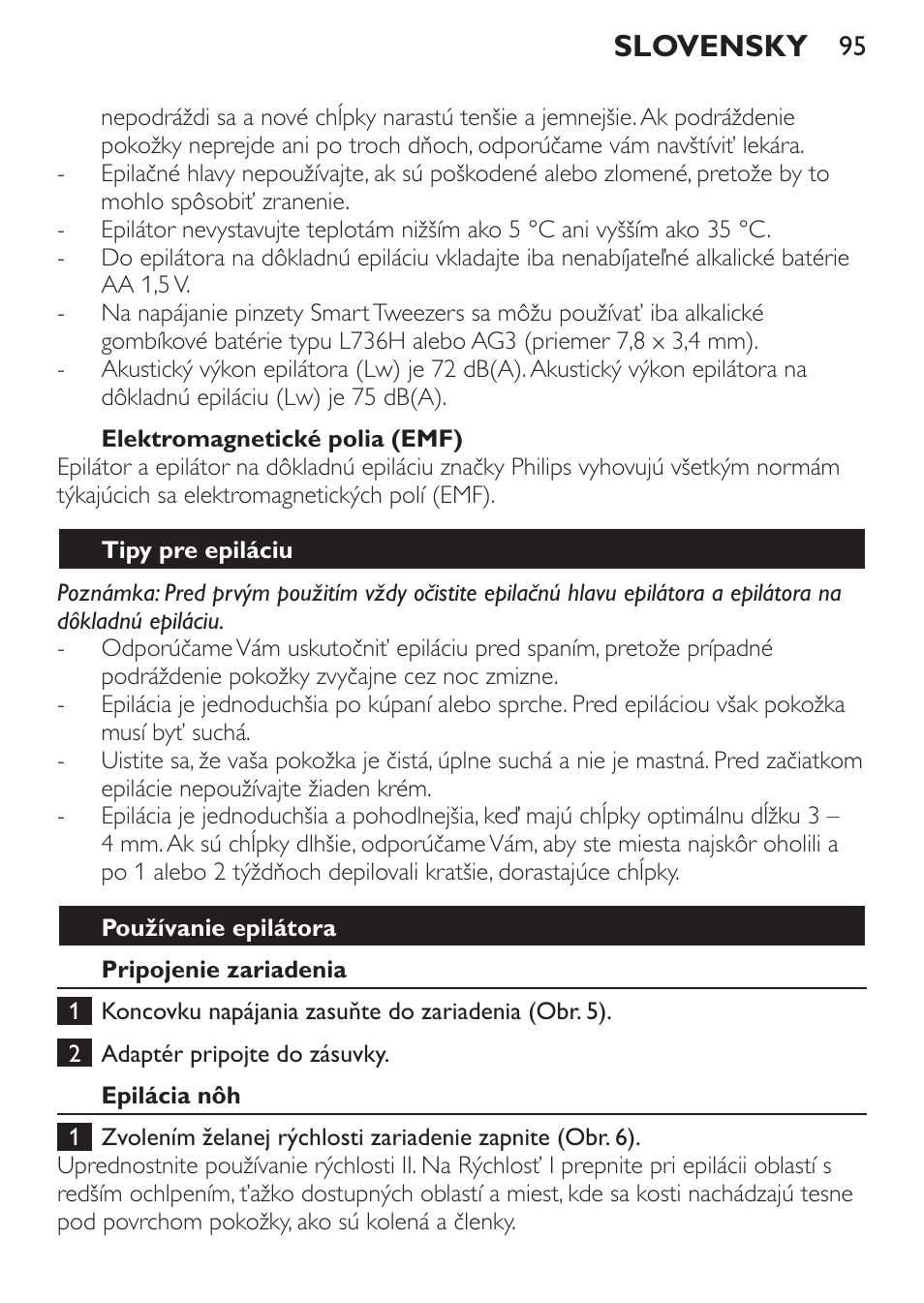 Slovensky | Philips HP6540-00 User Manual | Page 95 / 128