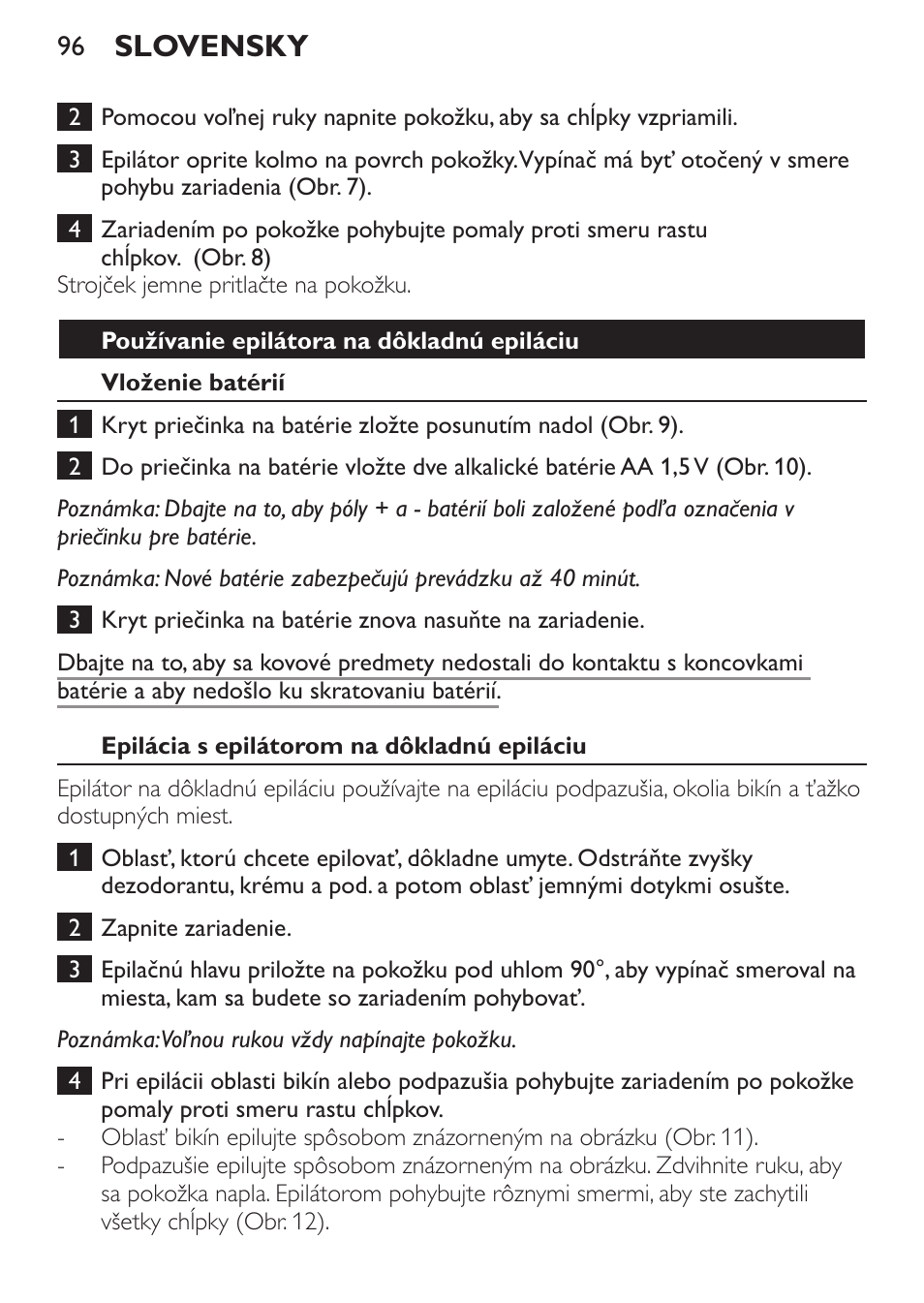 Slovensky | Philips HP6540-00 User Manual | Page 96 / 128