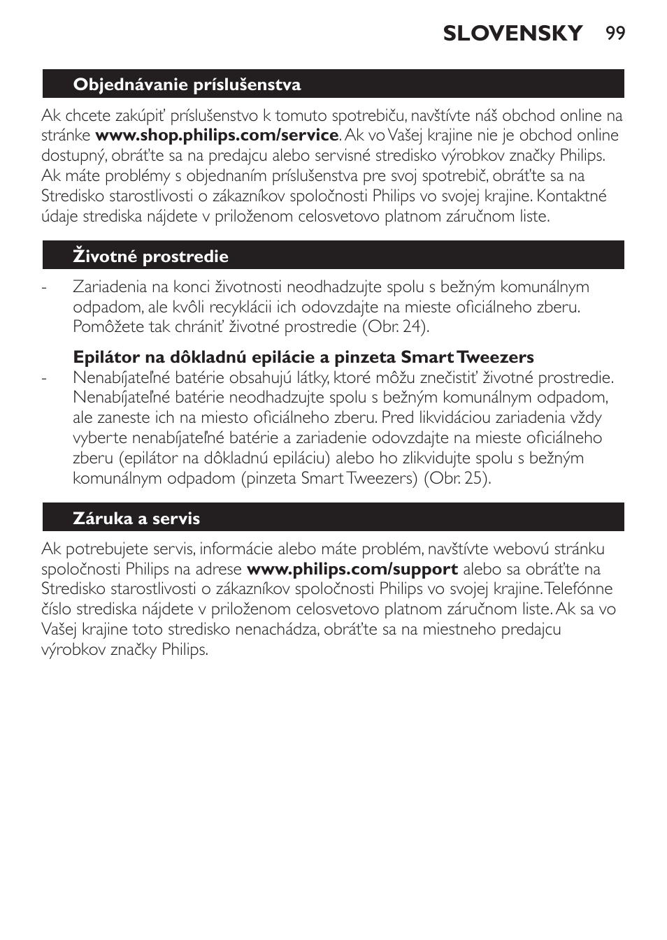 Slovensky | Philips HP6540-00 User Manual | Page 99 / 128