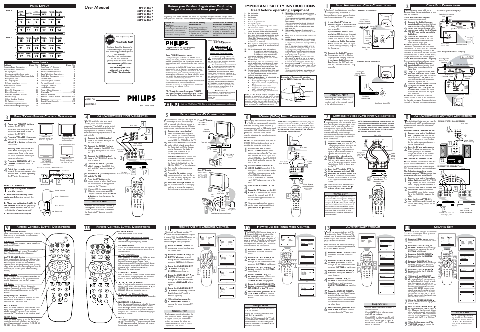 Philips 14" TV User Manual | 2 pages