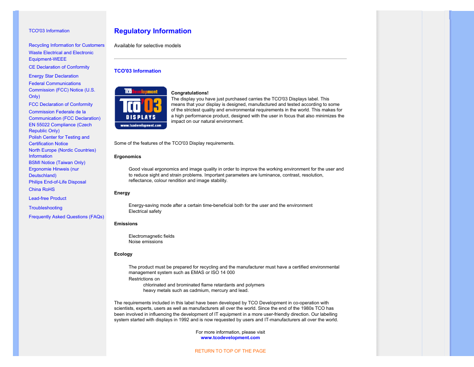 Regulatory information | Philips 225B1CB-27 User Manual | Page 12 / 100