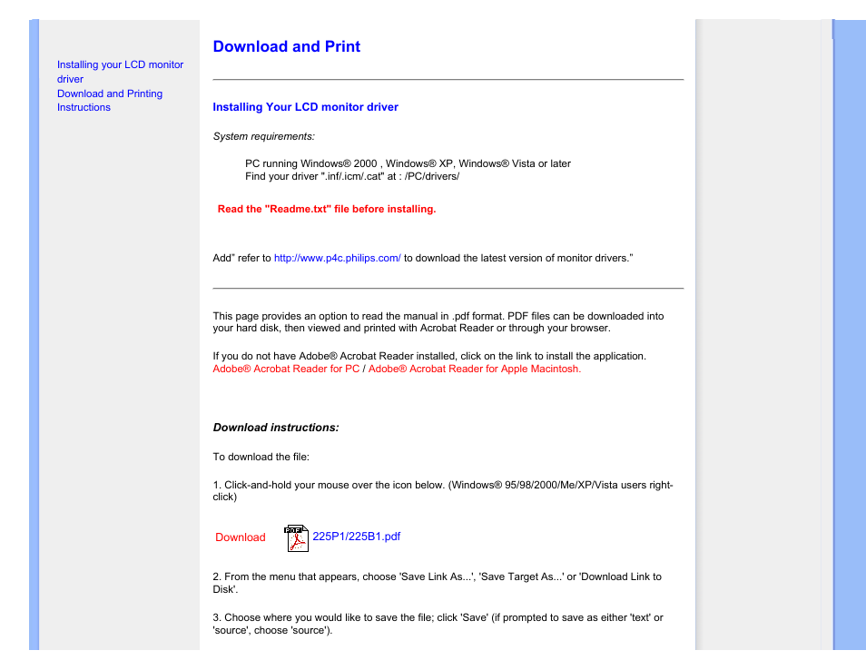 Download and print, Download and print option | Philips 225B1CB-27 User Manual | Page 99 / 100