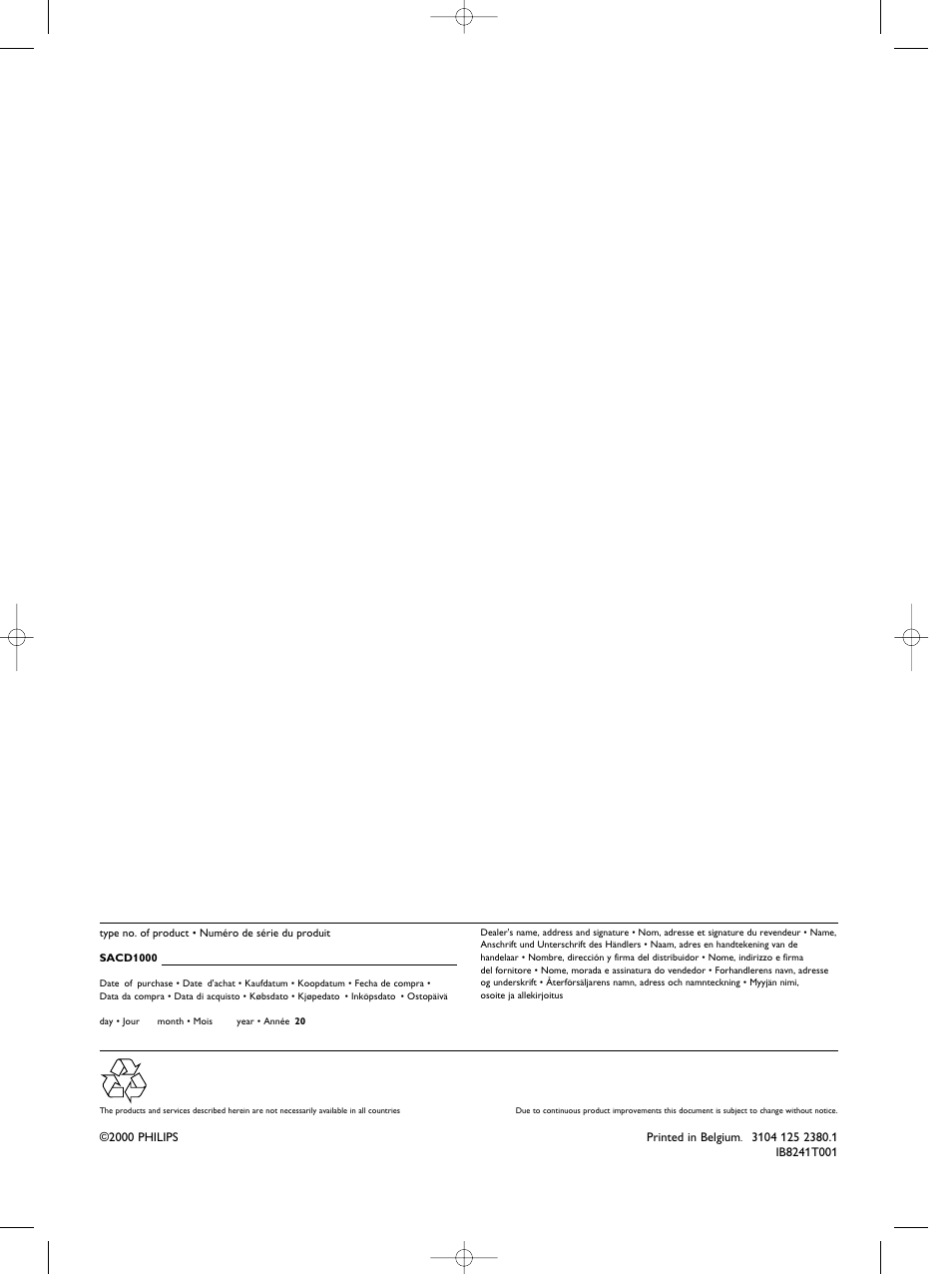Philips SACD1000 User Manual | Page 107 / 107
