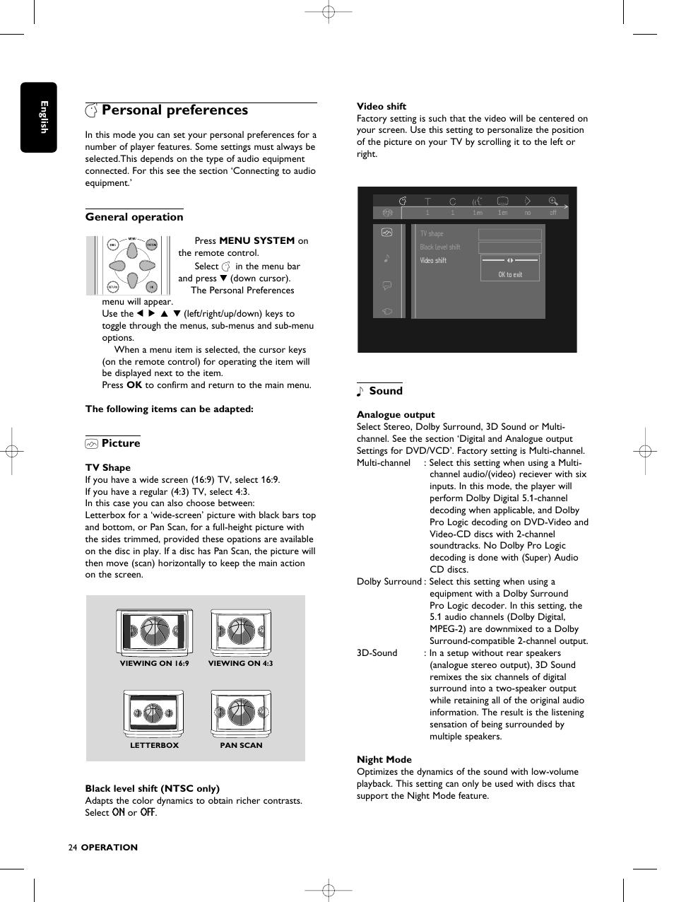 V personal preferences | Philips SACD1000 User Manual | Page 24 / 107