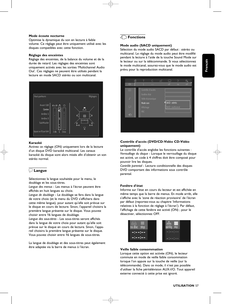 R langue, S fonctions | Philips SACD1000 User Manual | Page 57 / 107