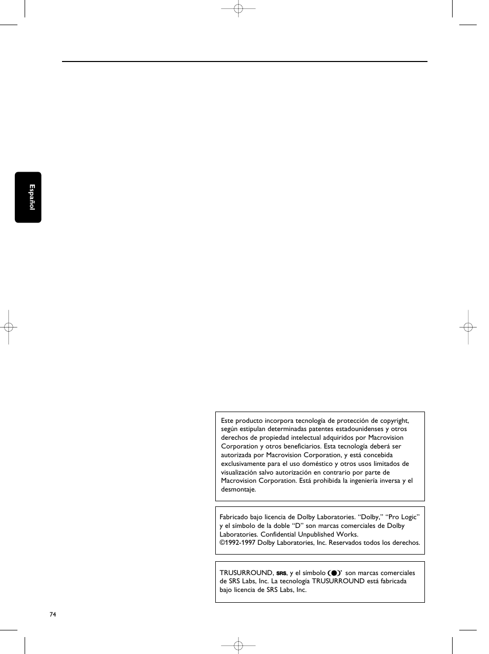 Español | Philips SACD1000 User Manual | Page 74 / 107