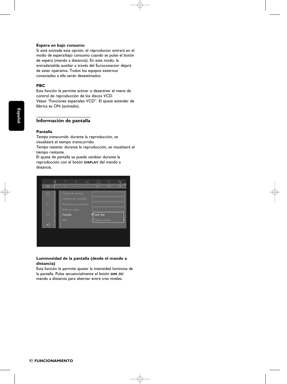 Información de pantalla | Philips SACD1000 User Manual | Page 92 / 107