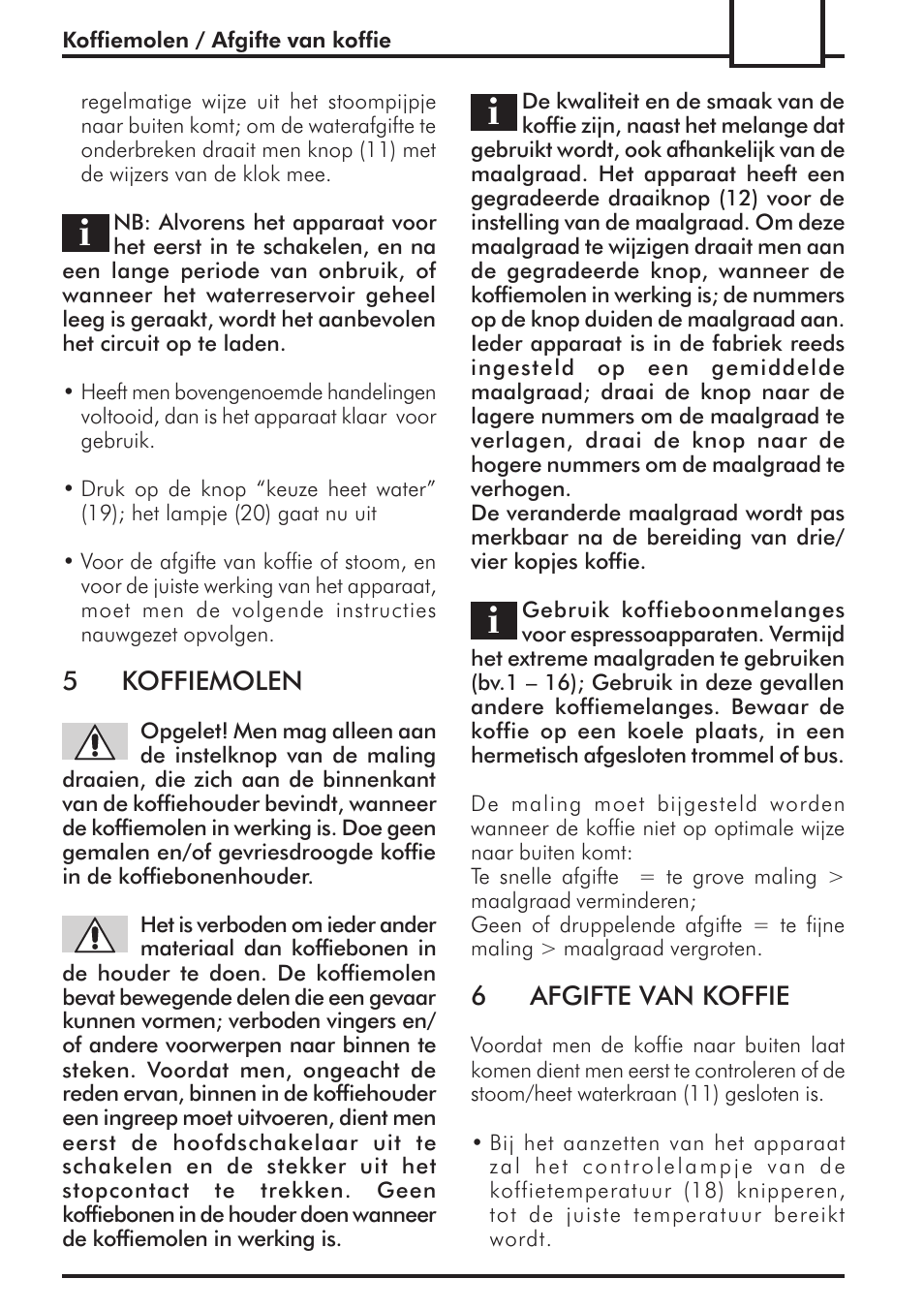 5koffiemolen, 6afgifte van koffie | Philips 741424043 User Manual | Page 121 / 132