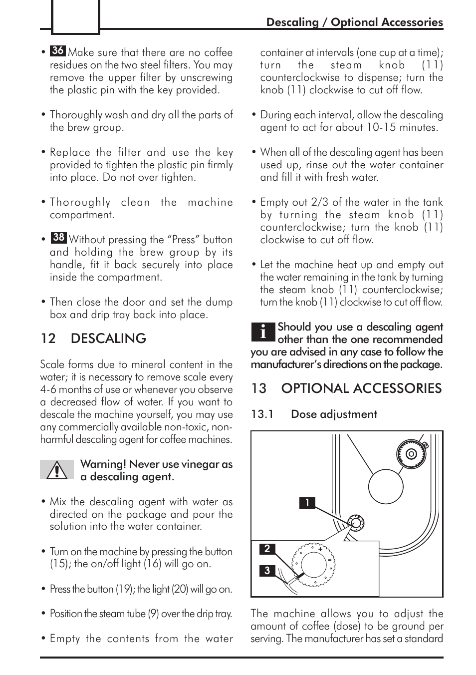 12 descaling, 13 optional accessories | Philips 741424043 User Manual | Page 34 / 132