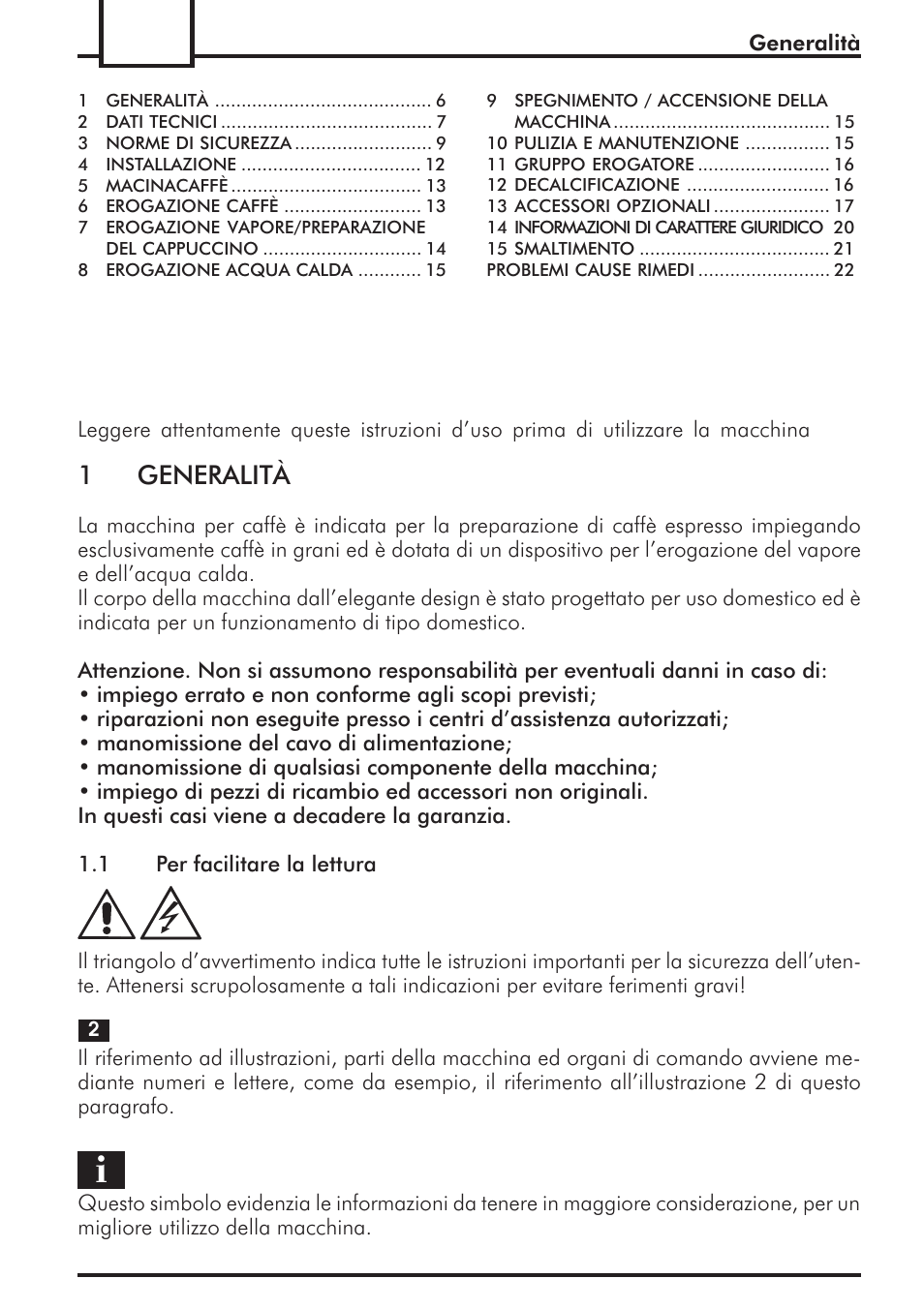 1generalità | Philips 741424043 User Manual | Page 6 / 132