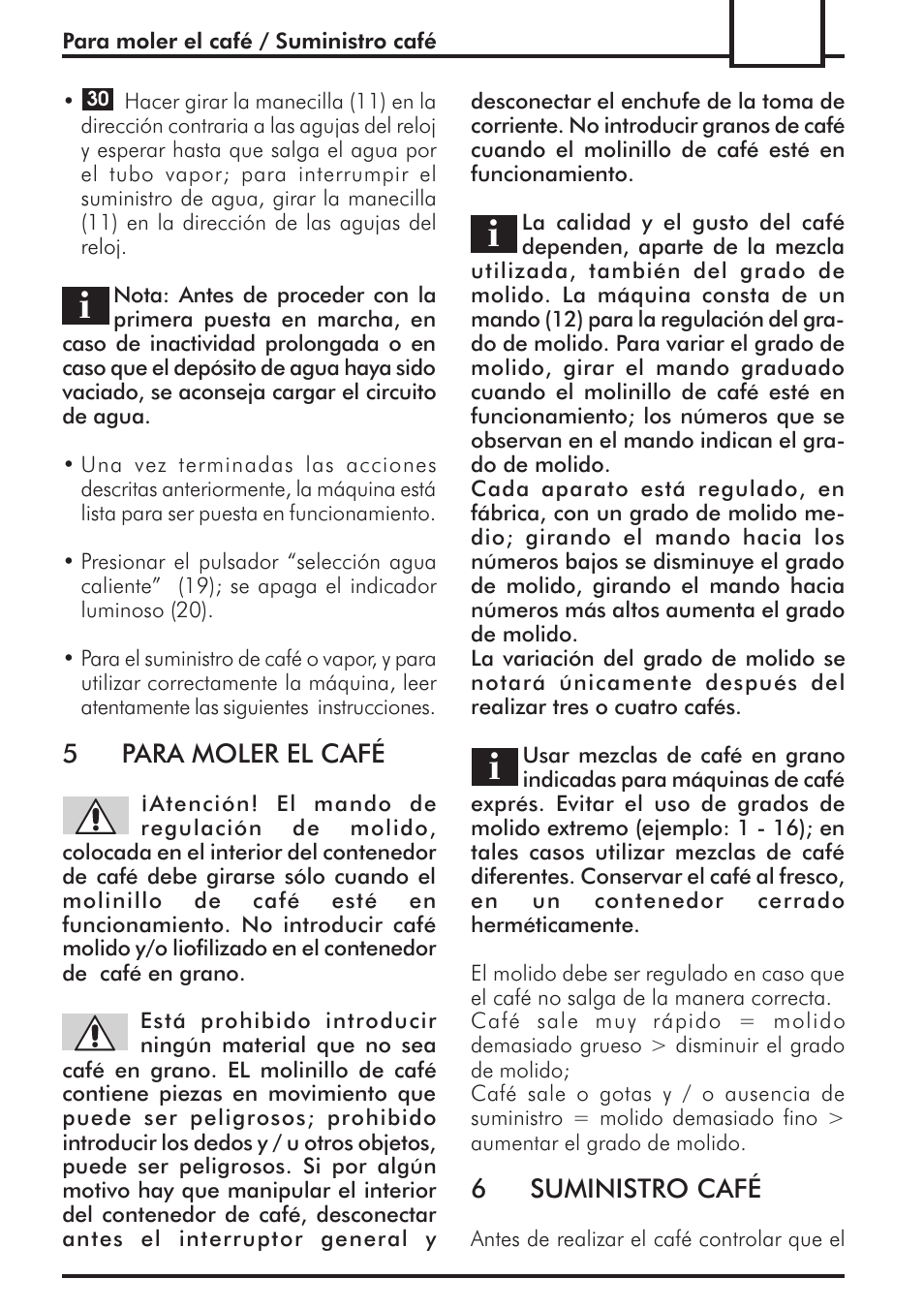 5para moler el café, 6suministro café | Philips 741424043 User Manual | Page 85 / 132