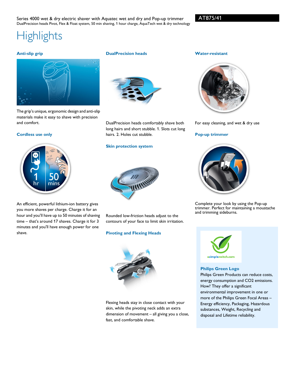 Highlights | Philips AT875-41 User Manual | Page 2 / 3