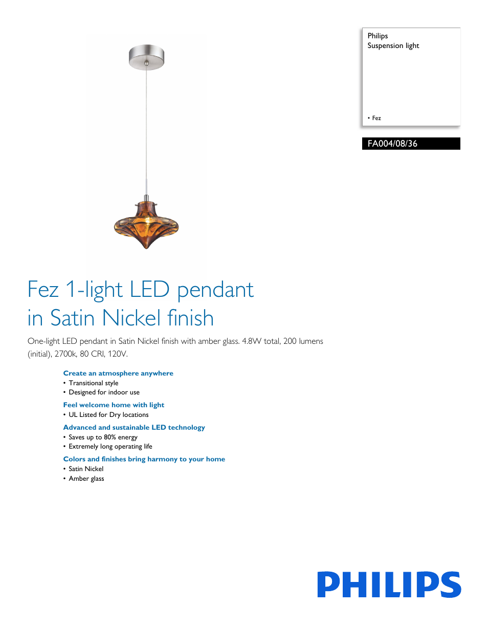 Philips FA0040836 User Manual | 2 pages