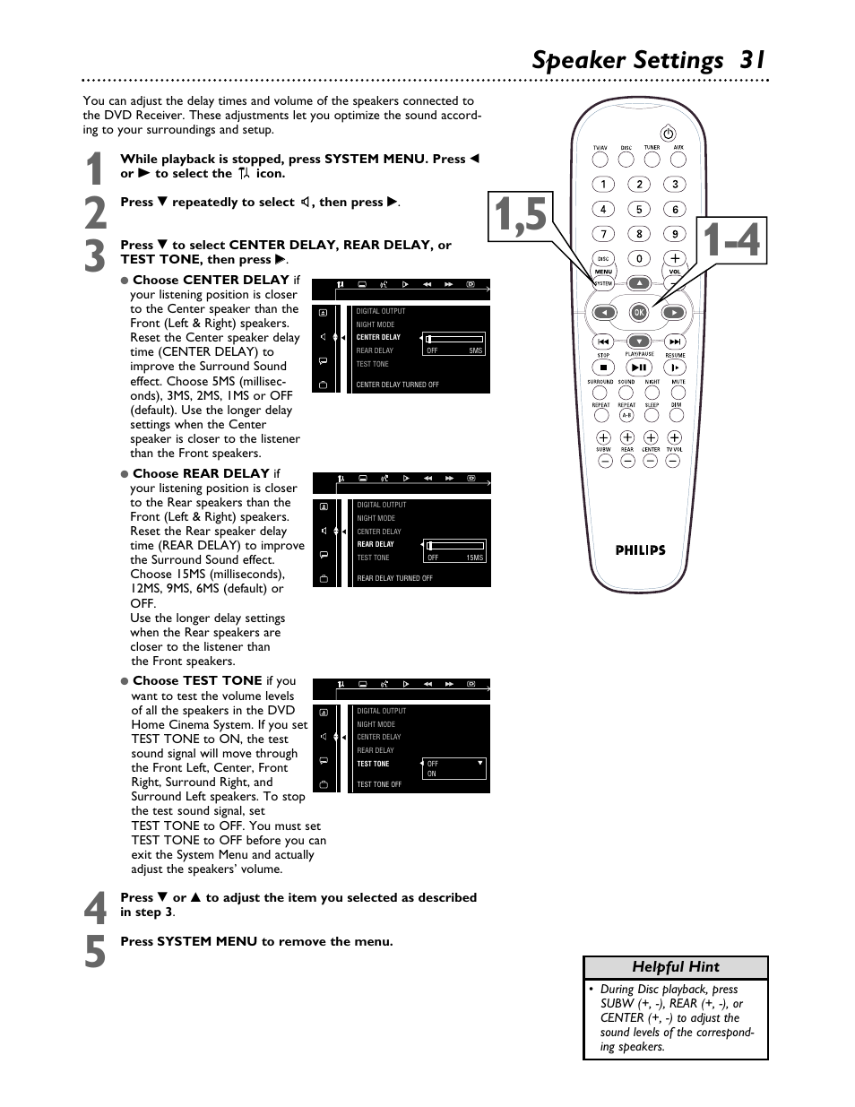 Speaker settings 31 | Philips MX3700D3799 User Manual | Page 31 / 44