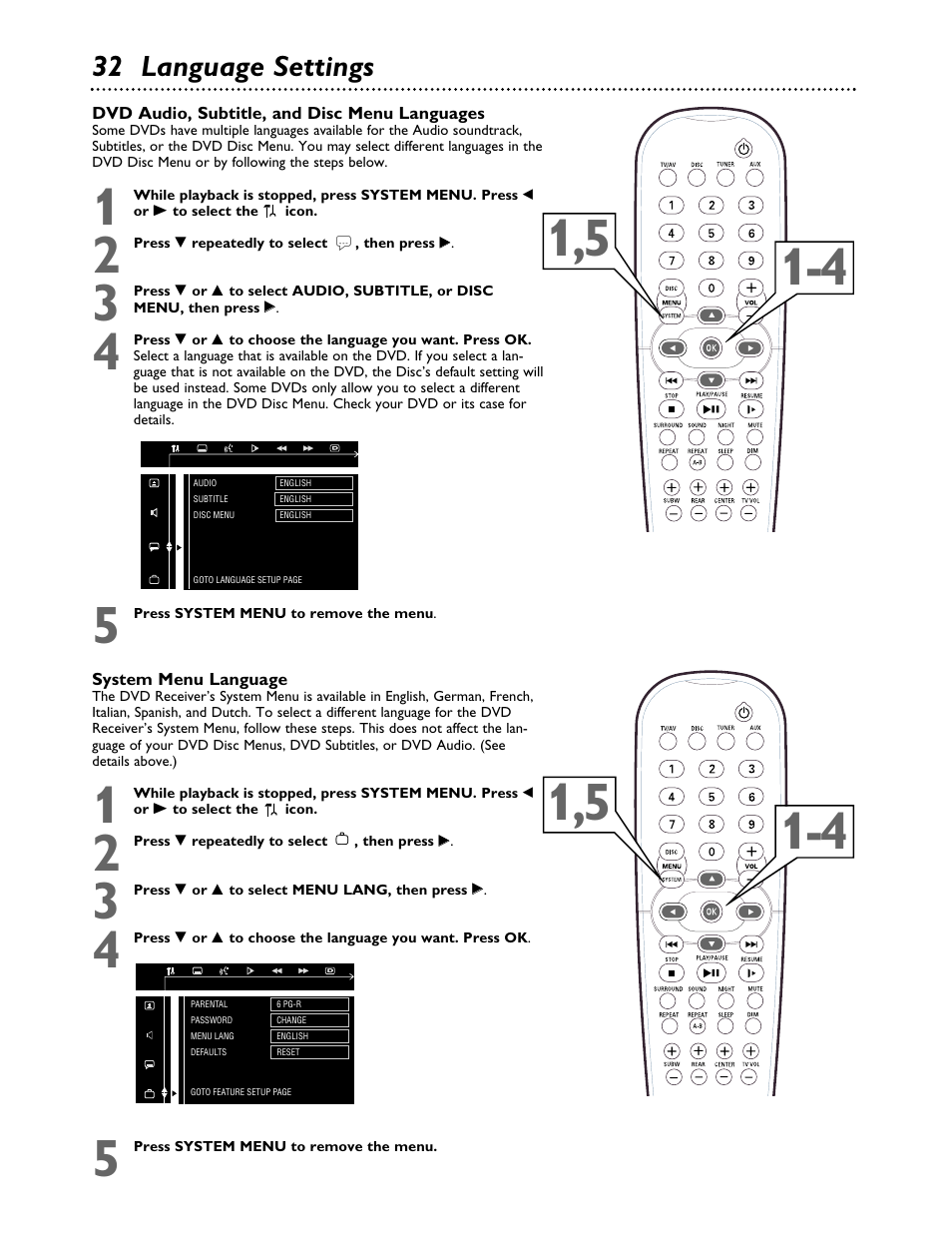 32 language settings | Philips MX3700D3799 User Manual | Page 32 / 44