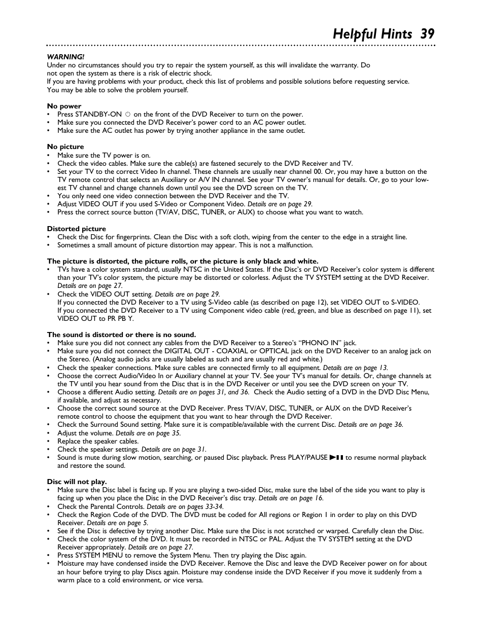 Helpful hints 39 | Philips MX3700D3799 User Manual | Page 39 / 44
