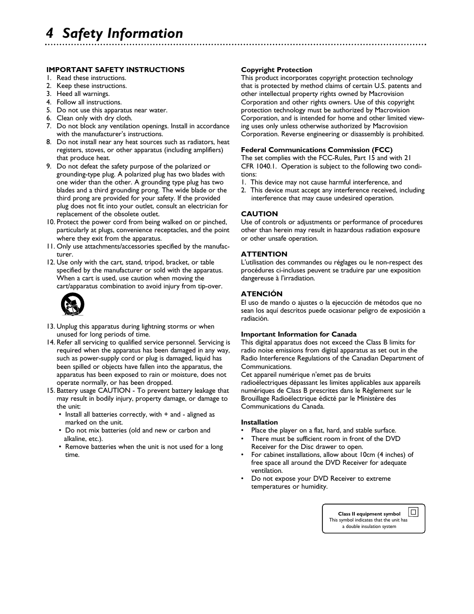 4 safety information | Philips MX3700D3799 User Manual | Page 4 / 44