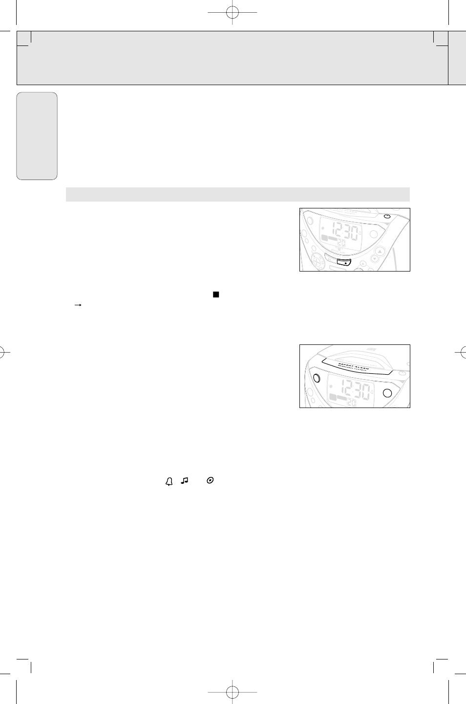Alarm, English, Brightness control | O pen • c l ose o pen • c l ose, Page | Philips CD CLOCK RADIO User Manual | Page 14 / 44