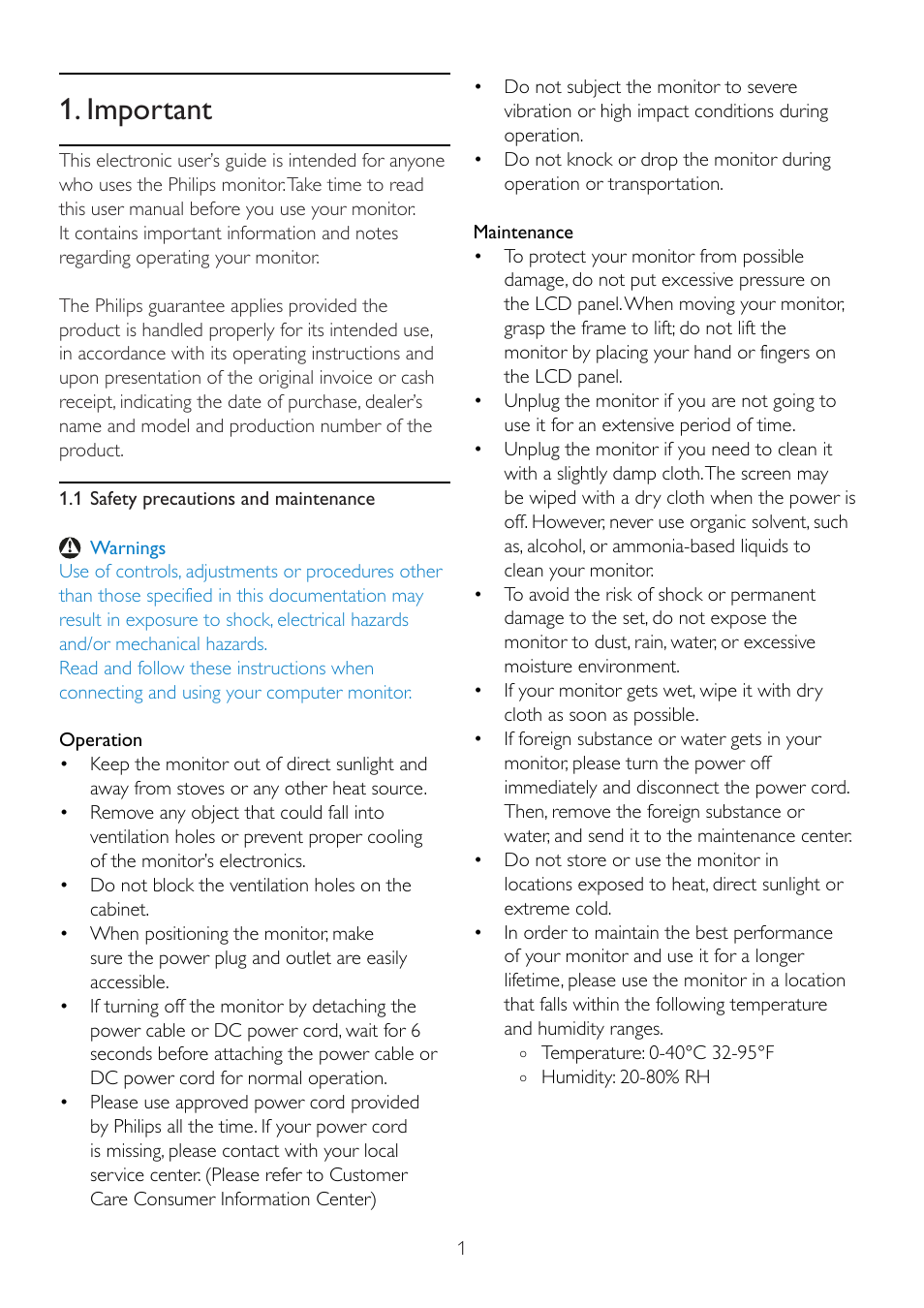 Important | Philips 221E2SB1-00 User Manual | Page 3 / 47