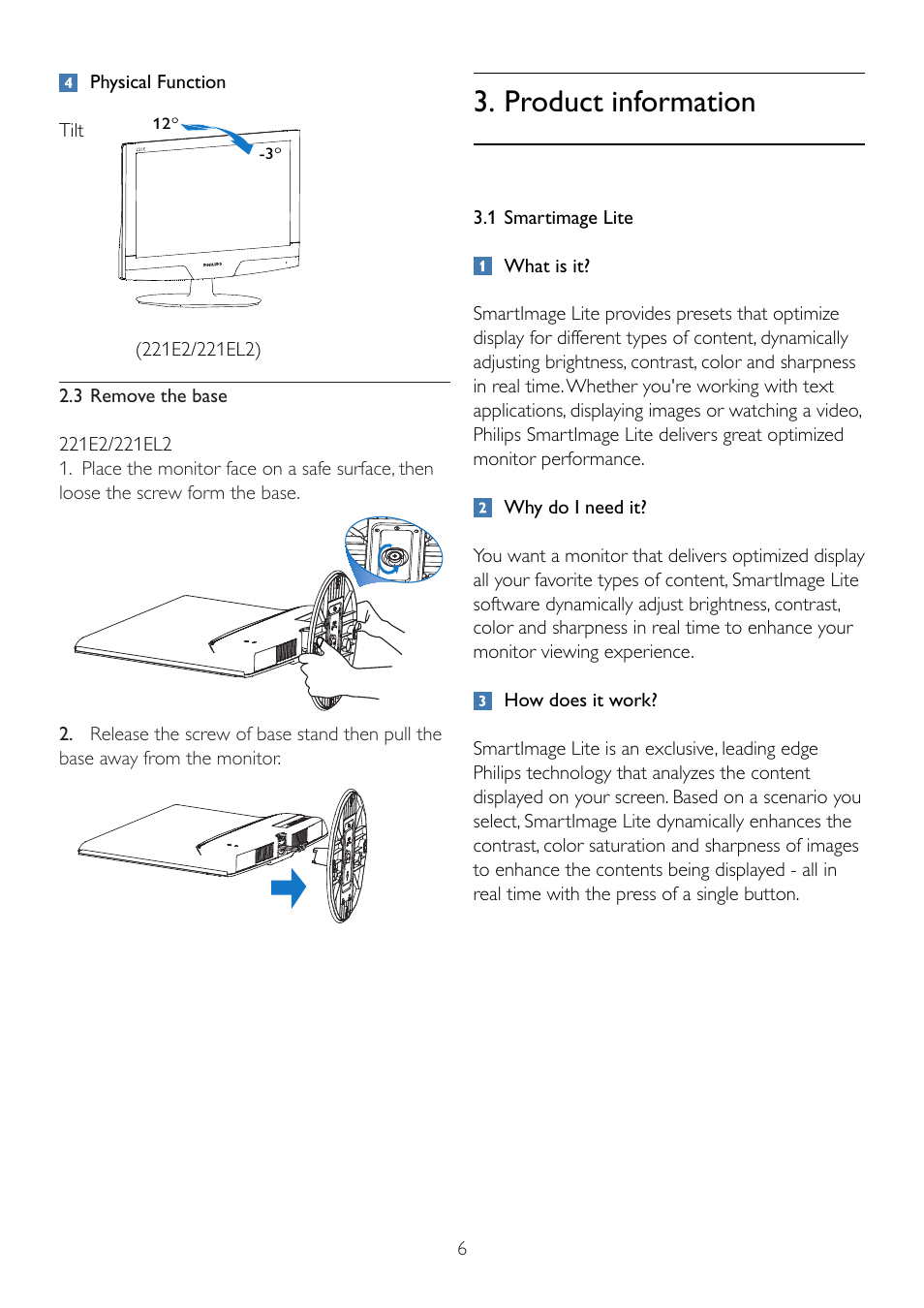 Product information | Philips 221E2SB1-00 User Manual | Page 8 / 47