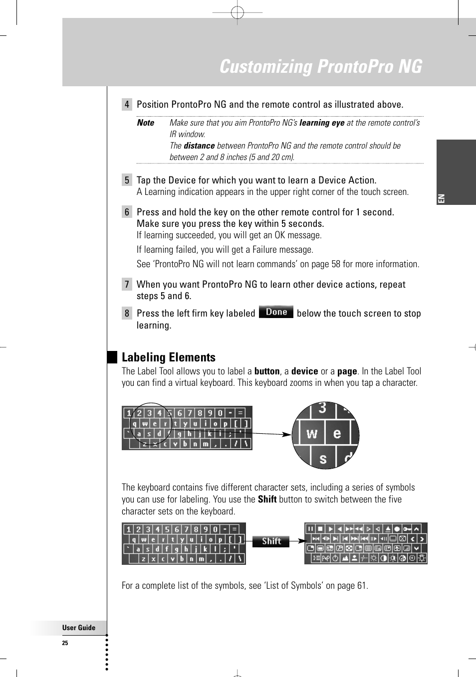 Customizing prontopro ng, Labeling elements | Philips TSU7500-17B User Manual | Page 27 / 72