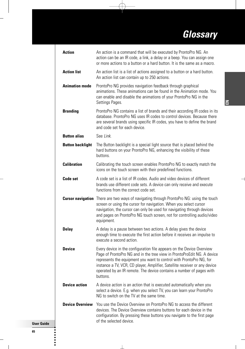 Glossary | Philips TSU7500-17B User Manual | Page 67 / 72