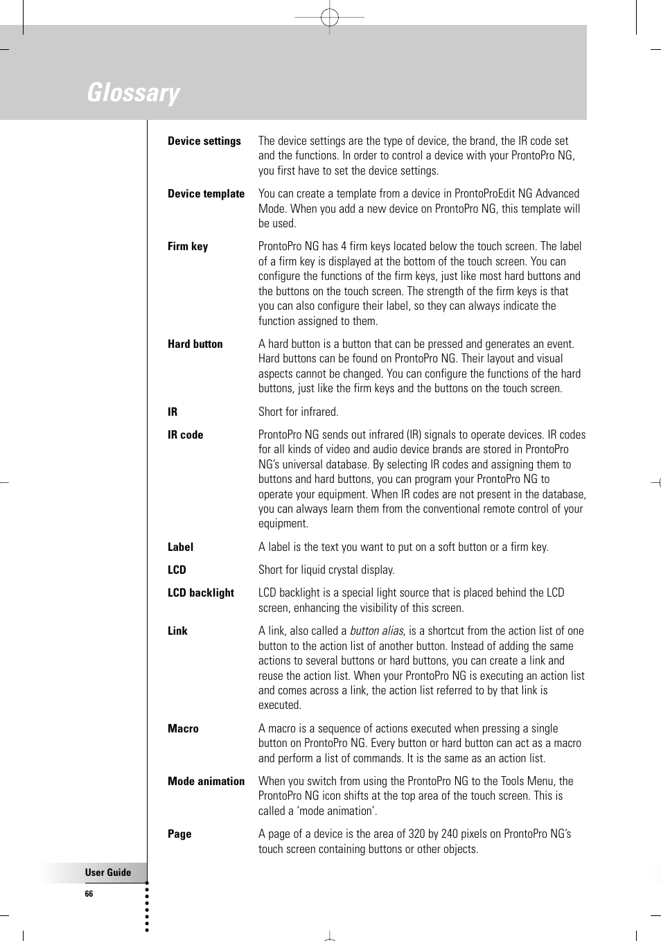 Glossary | Philips TSU7500-17B User Manual | Page 68 / 72