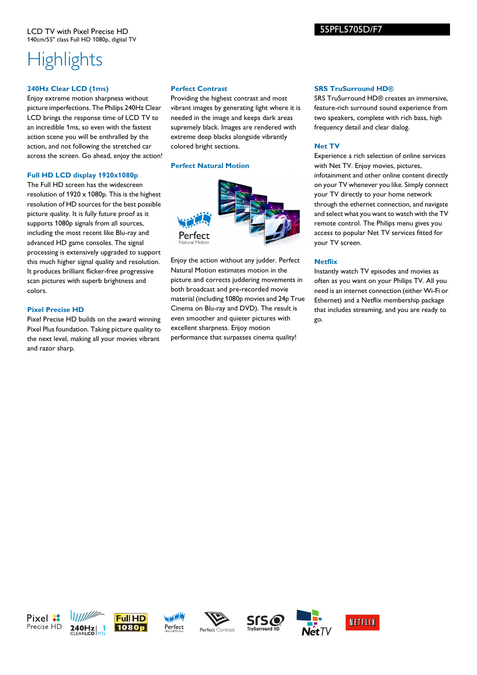 Highlights | Philips 55PFL5705D-F7 User Manual | Page 2 / 3