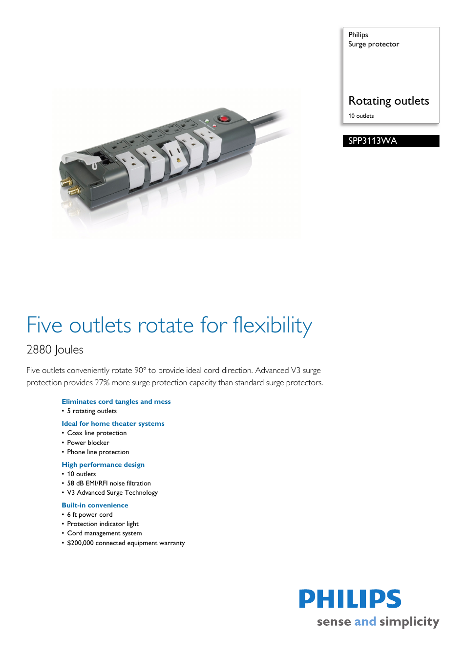 Philips SPP3113WA-17 User Manual | 2 pages