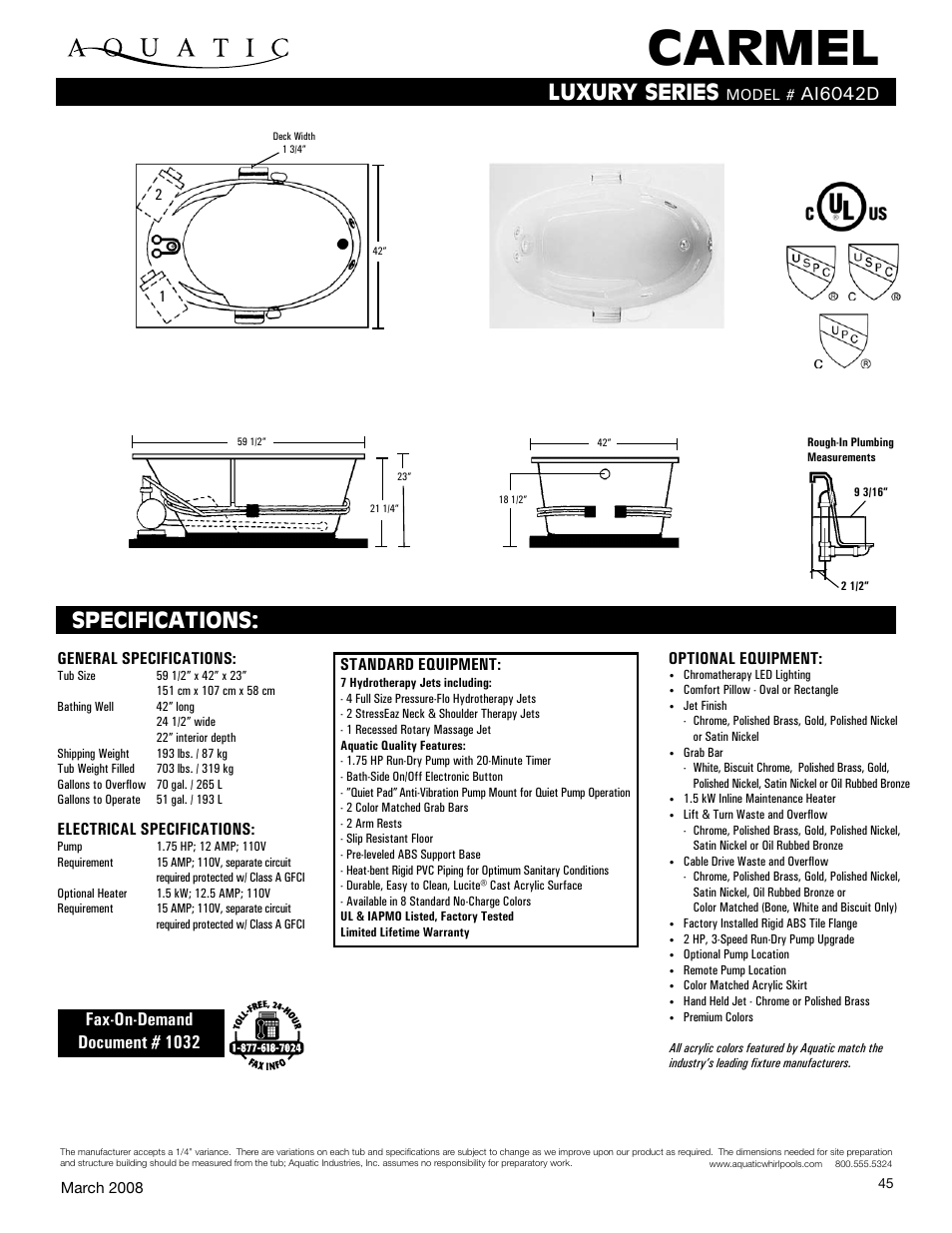 Aquatic Visit Links AI6042D User Manual | 1 page