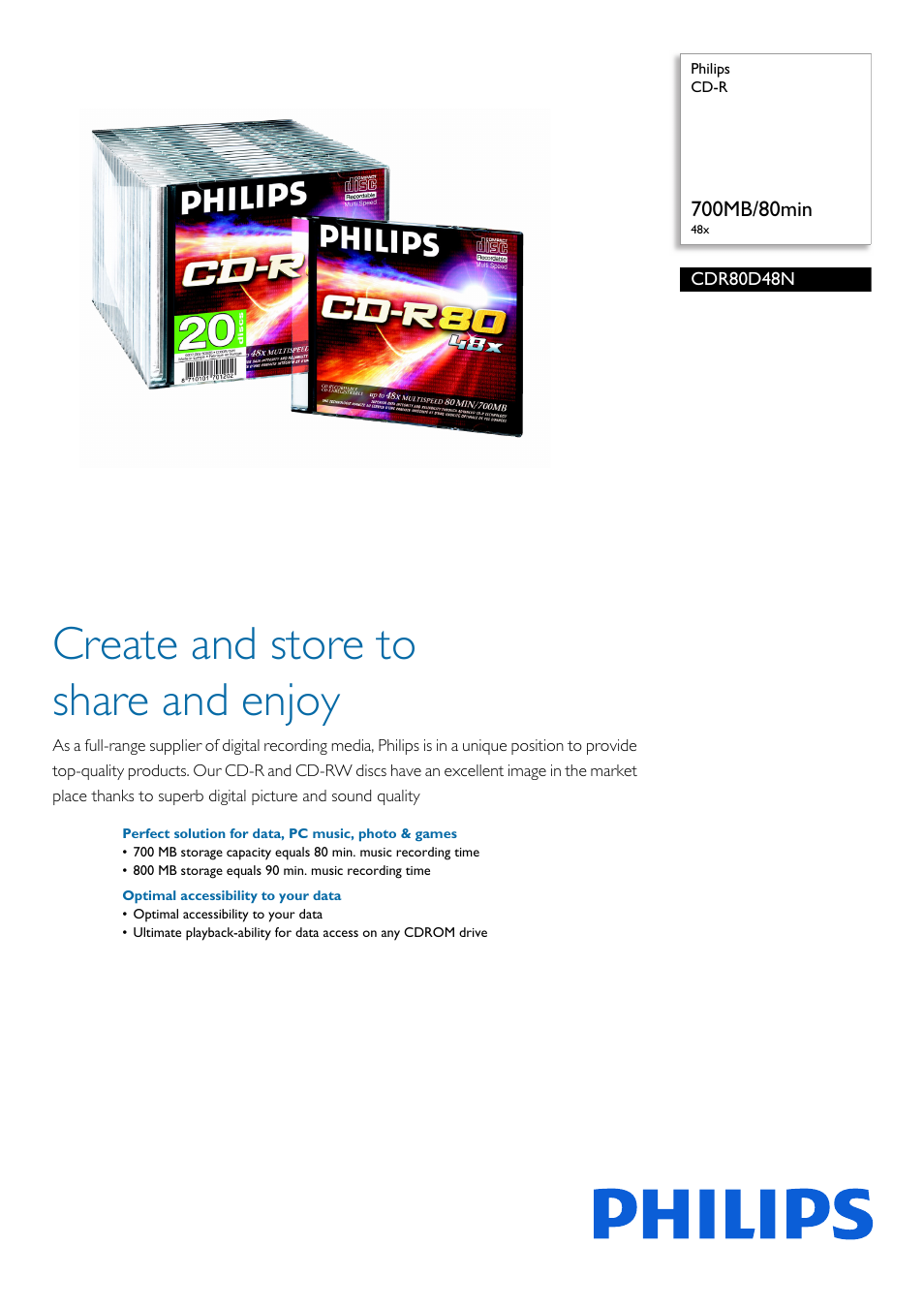 Philips CDR80D48N-360 User Manual | 2 pages