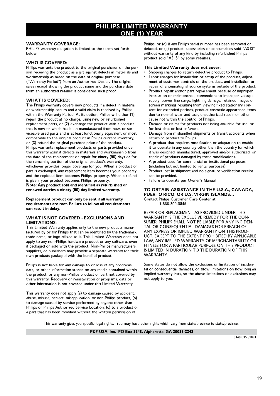 Philips CAM300WH-37 User Manual | Page 21 / 22